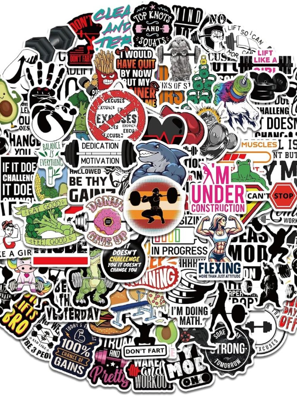 100Pcs Gym Stickers, Waterproof Vinyl Decals for Water Bottle